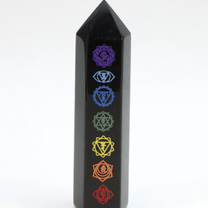 Black Obsidian Chakra Healing Wand Point - Natural Volcanic Glass Crystal Tower for Protection & Grounding
