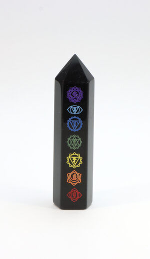 Black Obsidian Chakra Healing Wand Point