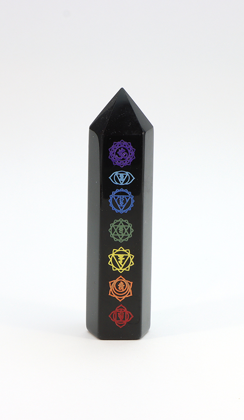 Black Obsidian Chakra Healing Wand Point - Natural Volcanic Glass Crystal Tower for Protection & Grounding