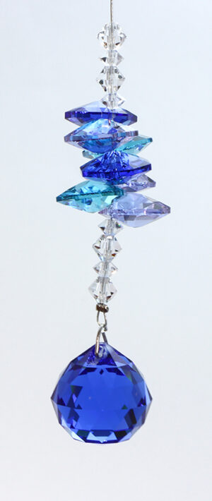 Blue Teardrop Crystal Sapphire Ball Northern Lights Suncatcher