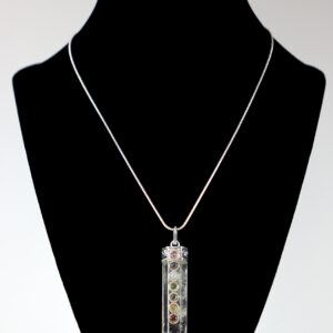 Clear Quart Crystal Pendant with Chakra Stones Necklace