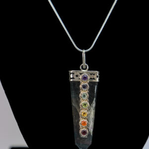 Flat Multi Faceted Quartz Chakra Pendulum Necklace