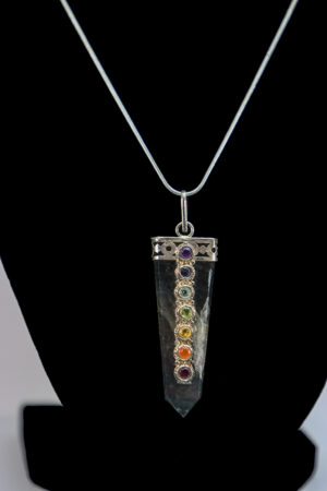 Flat Multi Faceted Quartz Chakra Pendulum Necklace