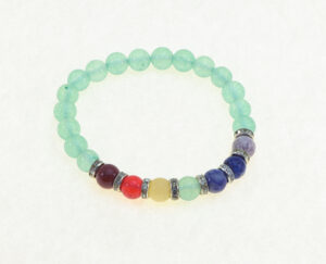 Green Aventurine Bracelet: Rainbow Gemstone Chakra Beads, with Crystal Spacer Beads, Healing Bracelet