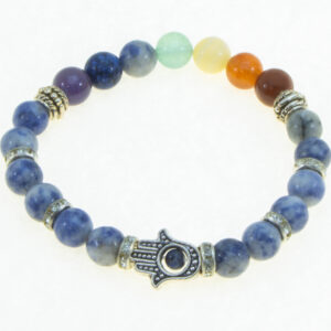India Sodalite Hamsa Hand: Chakra Gemstone, Energy Balance Bracelet