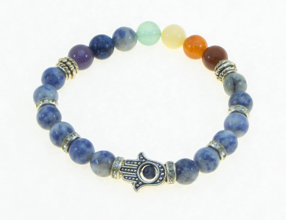 India Sodalite Hamsa Hand: Chakra Gemstone, Energy Balance Bracelet