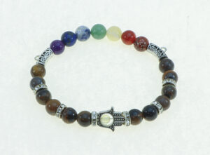 India Tiger?s Eye and 7 Chakra Bracelet: Healing & Protection Energy