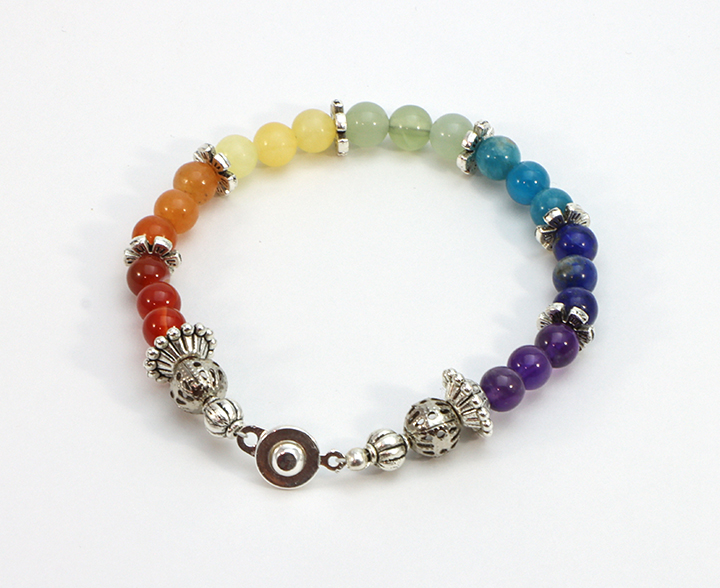 7 Chakra Healing Stone Beaded Bracelet: Yoga Balance Energy Jewelry with Silver Clasp