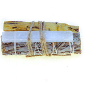 White Sage Smudge Bundle with Palo Santo and Selenite Crystal