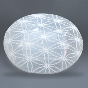 Selenite Charging oval with flower of life and purification