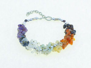 Seven Chakra Gemstone Bracelet with Silver Accent Beads Bracelet