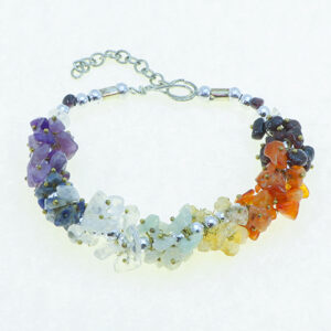Seven Chakra Gemstone Bracelet with Silver Accent Beads Bracelet